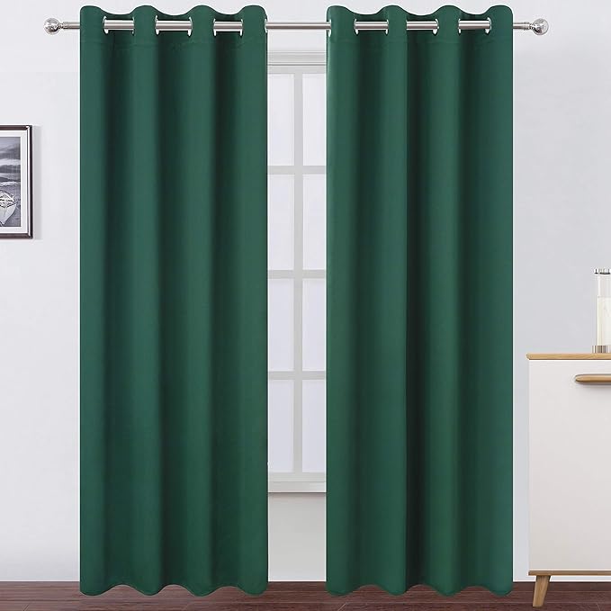 LEMOMO Dark Green Thermal Blackout Curtains/52 x 108 Inch/Set of 2 Panels Room by Lemomo