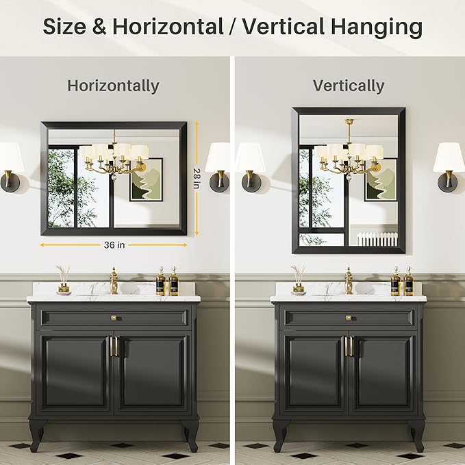 Briivue 20x28 Inch Black Bathroom Mirror - Image 5