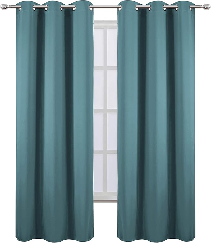 LEMOMO Sea Teal Thermal Blackout Curtains/42 x 84 Inch/Set of 2 Panels Room - Image 2