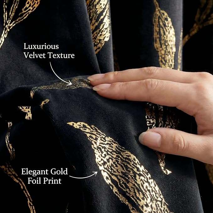 NICETOWN Black Velvet Curtains 2 Panels - Image 4