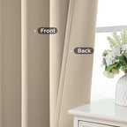 CUCRAF Light Beige Blackout Curtains 84 inch Length 2 Panels Set, Rod Pocket - Image 6