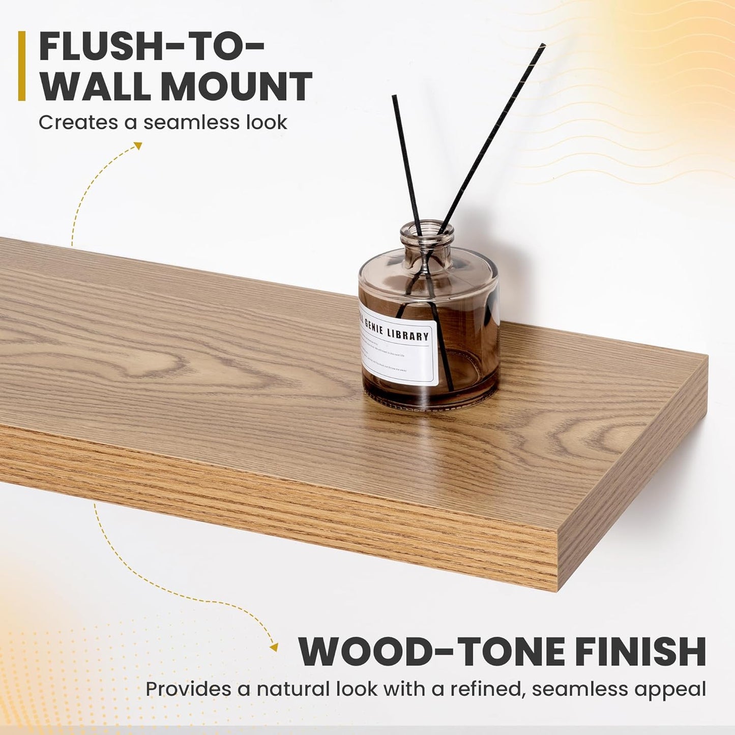 30 Inch Floating Shelves, 9.3" Deep Floating Shelf Wall Mounted, 30" Wall Shelves, Rustic Deep Bookshelf, Large Display Shelves & Storage Shelves for Bedroom, Living Room, Light Brown, Set of 2