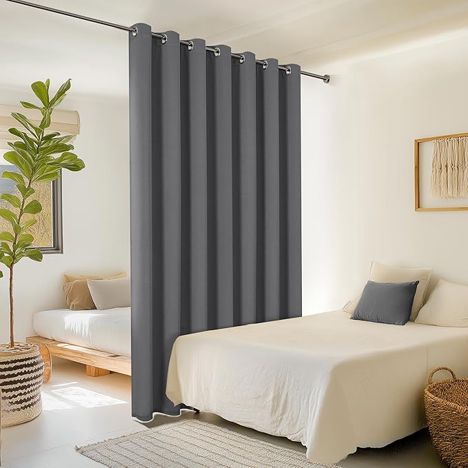 ChrisDowa Room Divider Curtain 90 Inches Long, Wide Blackout Sliding Door - Image 2