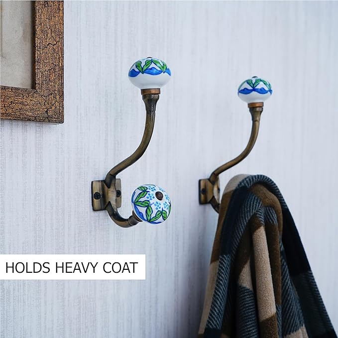 Indian Shelf Pack of 12 Heavy Duty Double Prong Multicolor Decorative Coat - Image 2