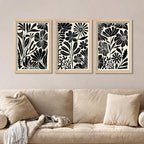 YWJKWLGS Abstract Floral Wall Art Set of 3, 11x16 Inch Black Boho Flower Prints - Image 3