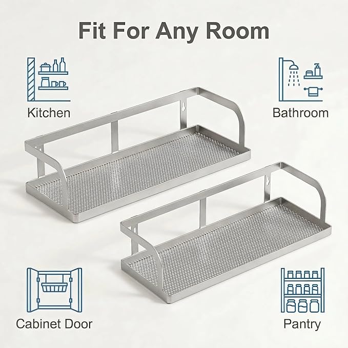 PUSDON 2-Pack 16.5" Extra Long Slim Hollowout Shower Caddy, Wall Mount Spice - Image 6