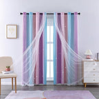 XiDi Curtains for Bedroom Decor, Rainbow Pink Purple/34/96 - Image 3