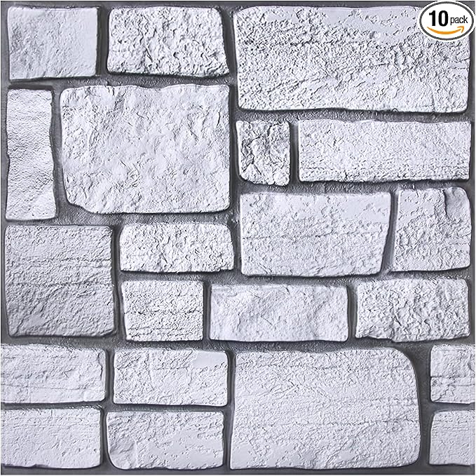 COMSTICKC 3D Faux Stone Wall Panel, Peel and Stick Tiles, Self-Adhesive PVC by COMSTICKCDECOR