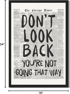 Framed Retro Newspaper Wall Art Trendy Black and White Poster Dont Look Back - Image 8