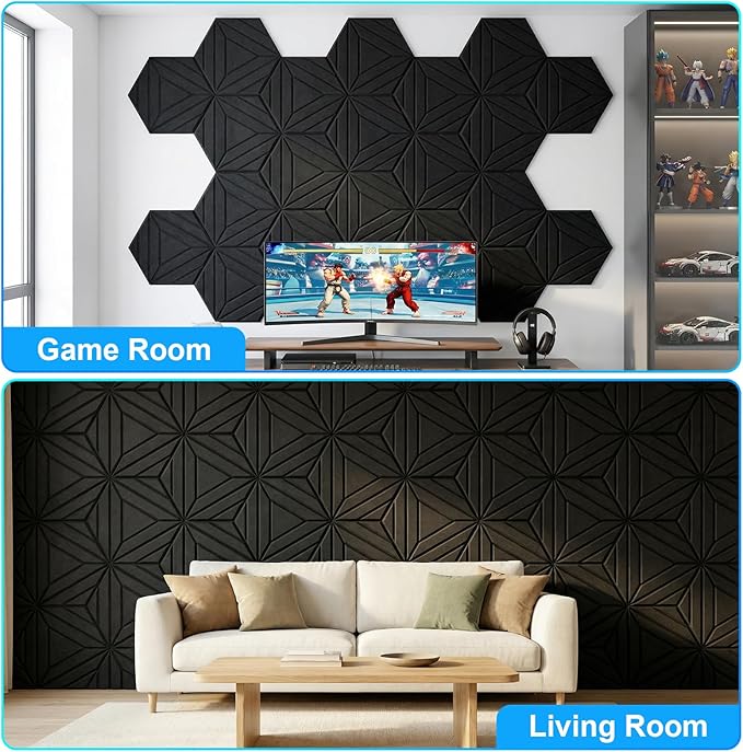 12 Pack Hexagon Acoustic Panels, DIY Sound Proof Foam Panels - Image 7