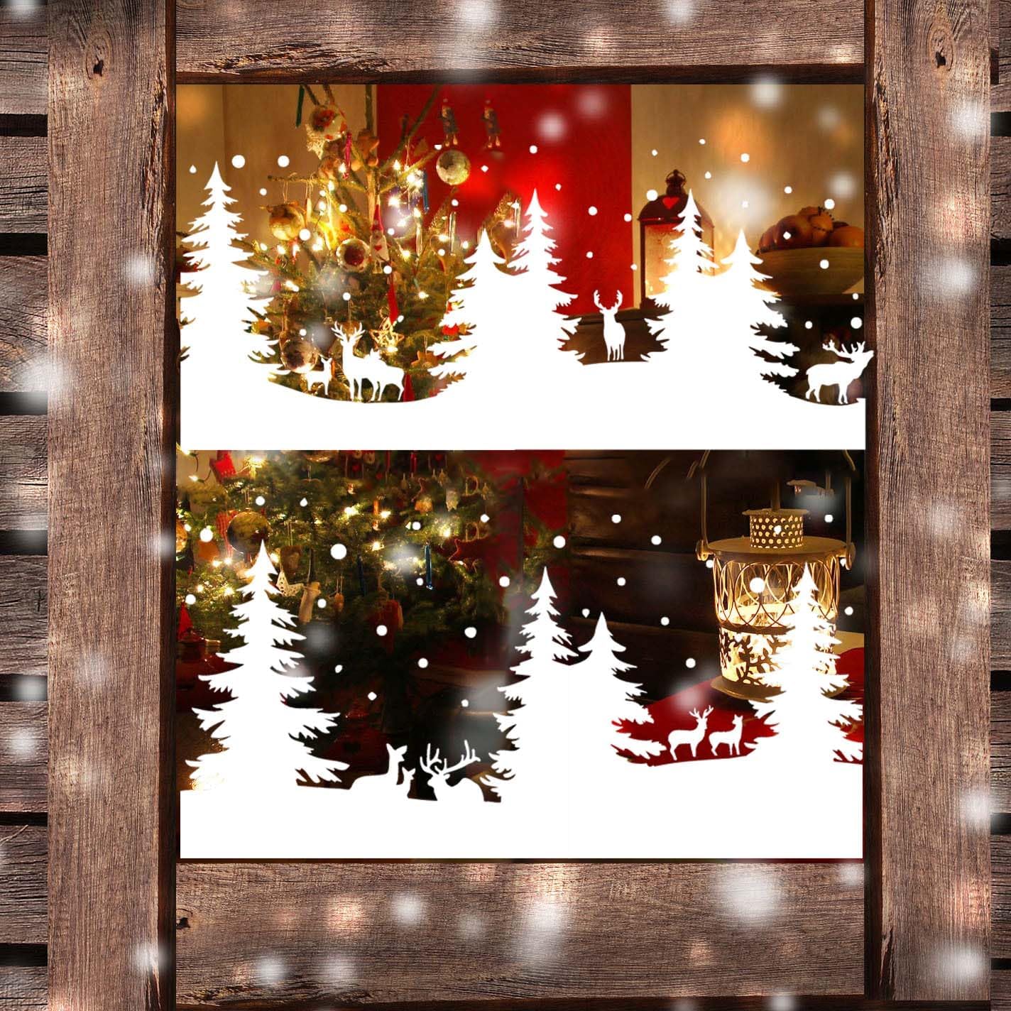 Christmas Stencils for Window Glass Large Christmas Stencil Forest Deer Stencil for Doormat Winter Scene Holiday Drawing Templates for Painting on Wall Canvas Paper Doormat
