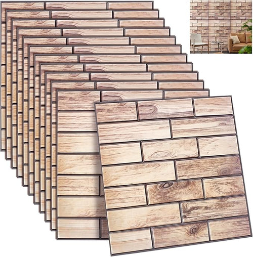 12PCS 3D Wall Panels Peel and Stick Foam Faux Brick Wall Panels, Self-Adhesive by GLASSWINDS
