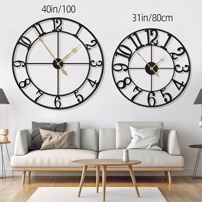LEIKE 31 Inch Extra Large Wall Clock, Retro Decorative Oversized Silent Little - Image 5