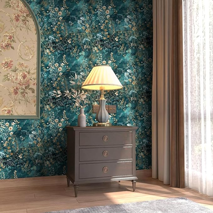 Floral Peel and Stick Wallpaper Green Flower Contact Paper 17.3inch x 196.8inch - Image 7