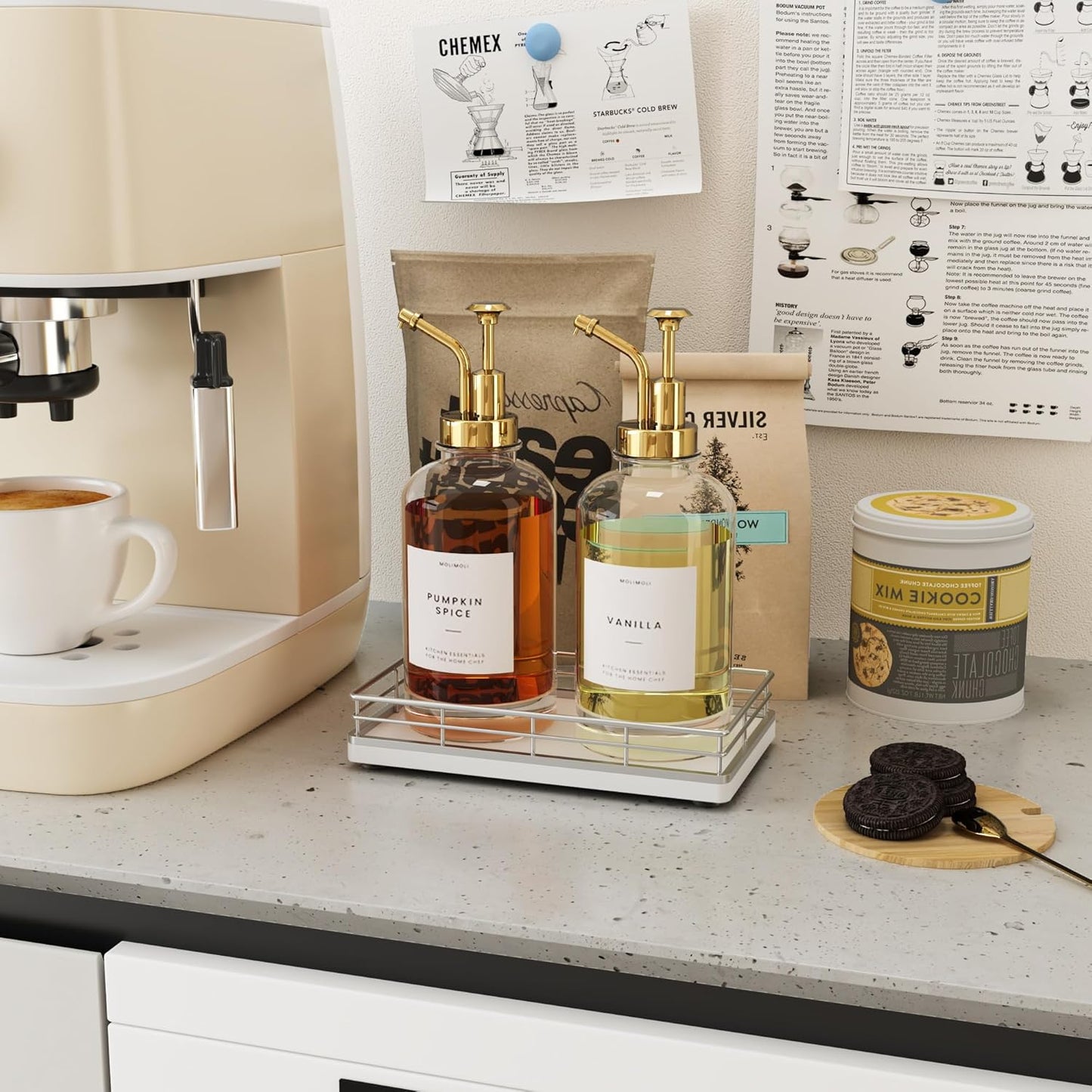 Bathroom Tray for Counter, Oak Wooden 7.5" L Vanity Tray for Jewelry Soap Cologne Organizer for Men Decorative Decor Silver