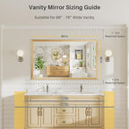 60x36 Inch Bathroom Mirror for Wall, Anti-Rust Oak Wood Grain Metal Framed - Image 2