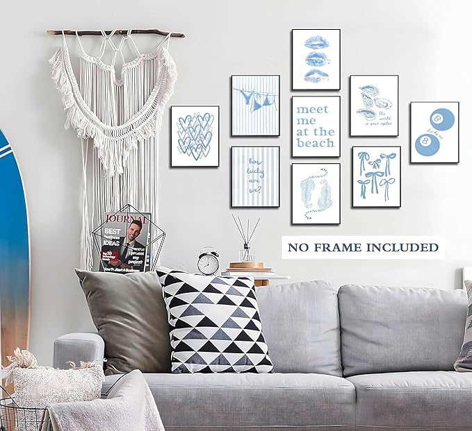 9Pcs Coastal Granddaughter Wall Art Posters Blue Oyster Bikini 8 Ball Leopard - Image 4