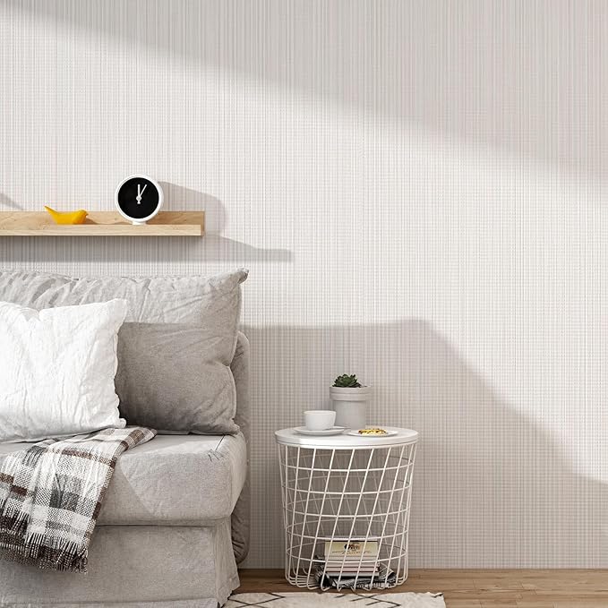Grasscloth Peel and Stick Wallpaper 20.8"x394" Multi-Cream Thick Fabric - Image 9