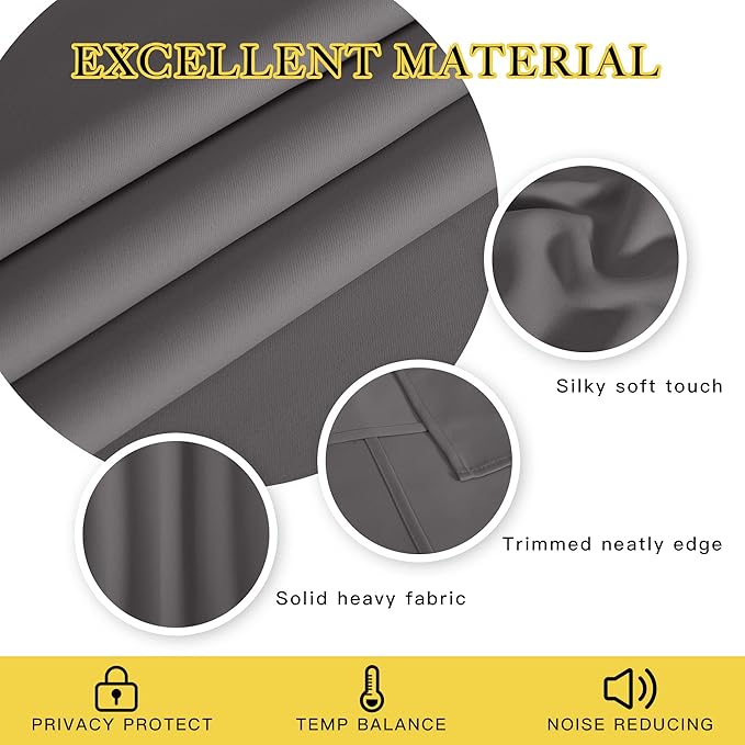 NICETOWN Grey Blackout Doorway Curtain 80 inch Length, Grommet Room Darkening - Image 5
