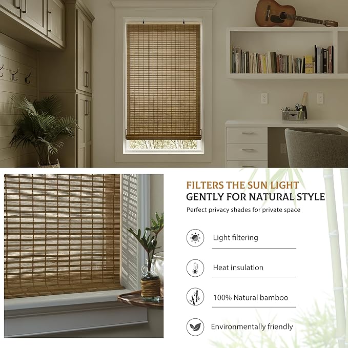 LazBlinds Cordless Bamboo Blinds, Roll Up Shades - Image 4