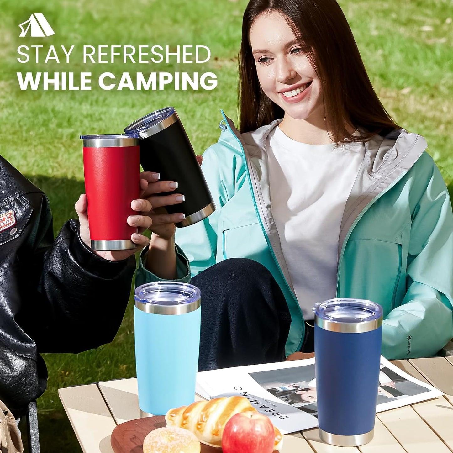 MEWAY 20oz Tumbler Cup Double Wall Vacuum Insulated Travel Mug Bulk, Stainless Steel Tumblers with Lid and Straw, Durable Powder Coated Coffee Cups for Cold & Hot Drinks (Black, 1)