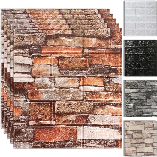 10PCS 3D Wall Panels Peel and Stick Foam, Self-Adhesive Decorative 3D Brick by SYYKDEF