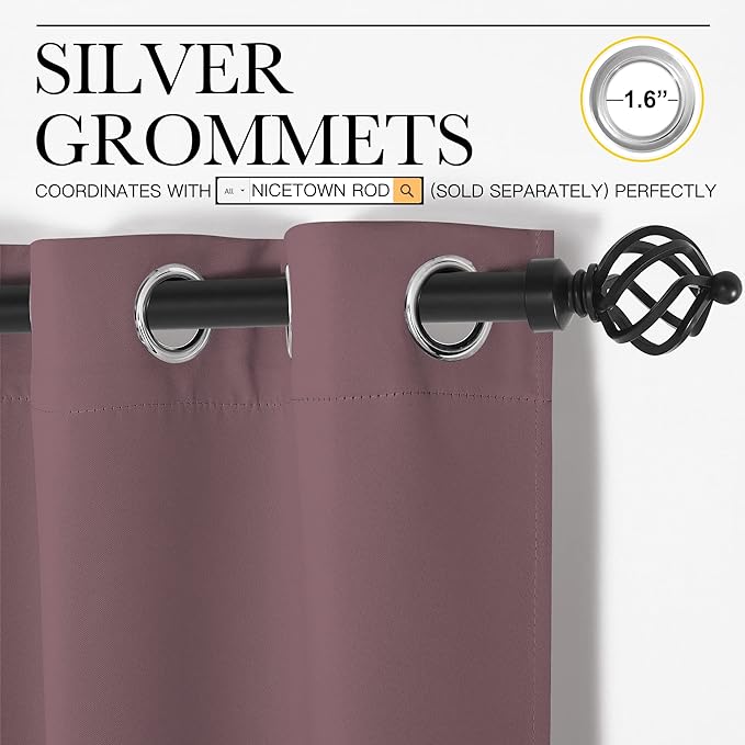 NICETOWN Dry Rose Blackout Curtains 102" Long - Image 3