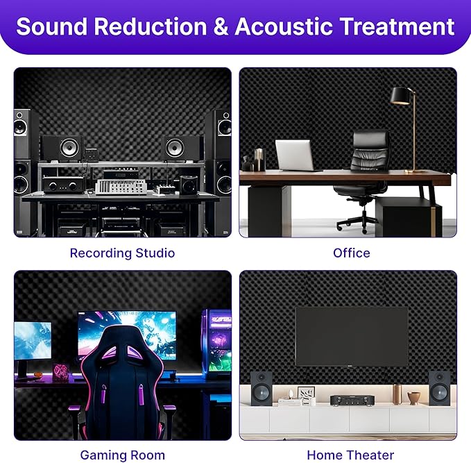 2 Pack Sound Proof Foam Panels for Walls, High Density Egg Crate Sound - Image 5