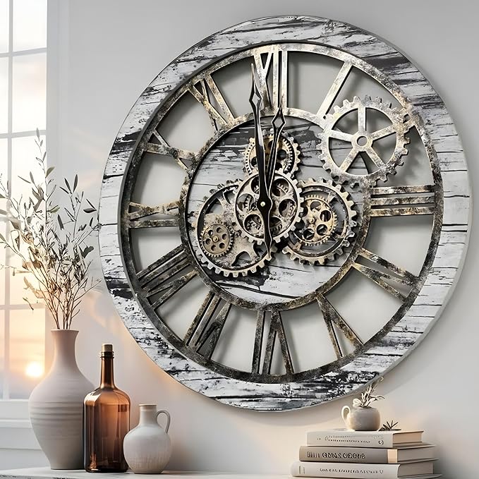 ImprovingLife The Gears Clock The Original Real Moving Gear Wall Clock Vintage by THEGEARSCLOCK