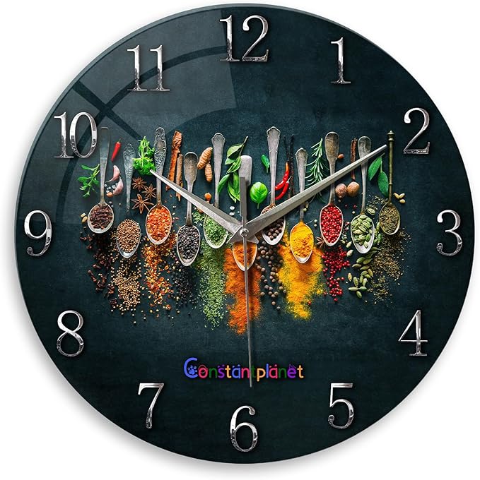 Kitchen Wall Clocks Battery Operated 14 Inches Glass Decorative Clocks by Constantplanet%E6%97%97%E8%88%B0%E5%BA%97