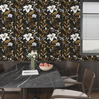 Laatse Black White Floral Wallpaper Peel and Stick, Dark Gold Vintage Contact - Image 7