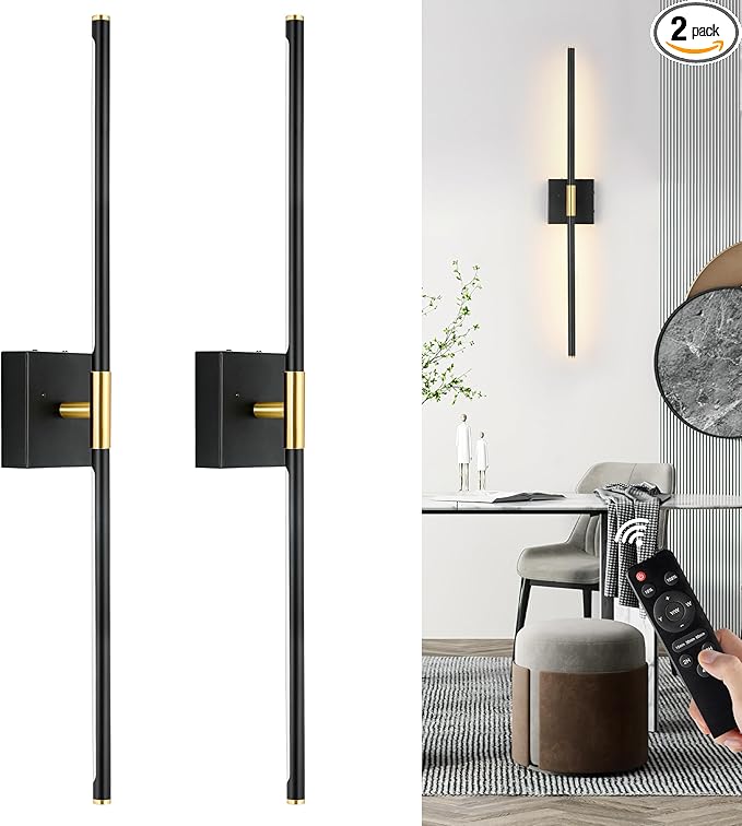 Morauroral 36 Inch Battery Operated Wall Sconces Set of 2, Dimmable Battery by Morauroral