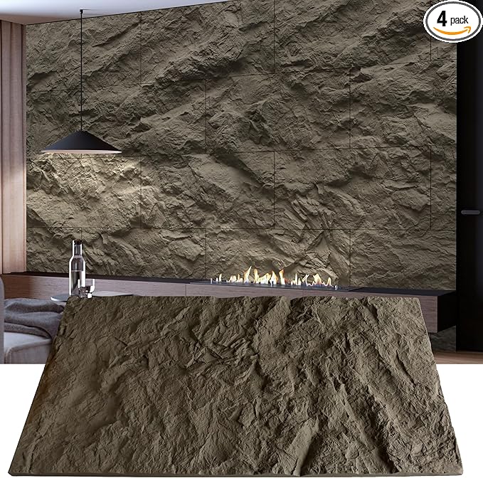 KASARO 3D Faux Stone Wall Panels, Cement Texture Thicker Accent by KASARO