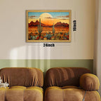 Framed Western Desert Sunset Cactus Wall Art, Vintage Southwest Nature - Image 4