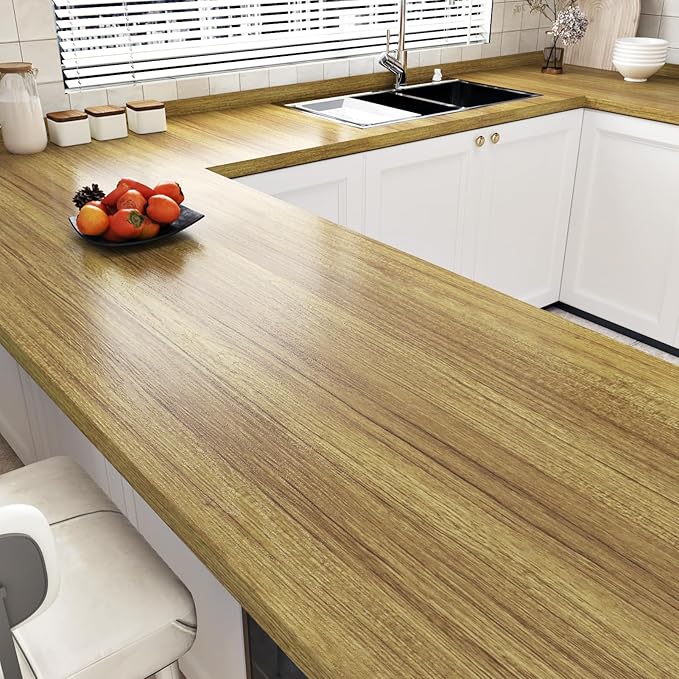 WESTICK Thick Brown Wood Wallpaper Kitchen Countertops Peel and Stick by WESTICK