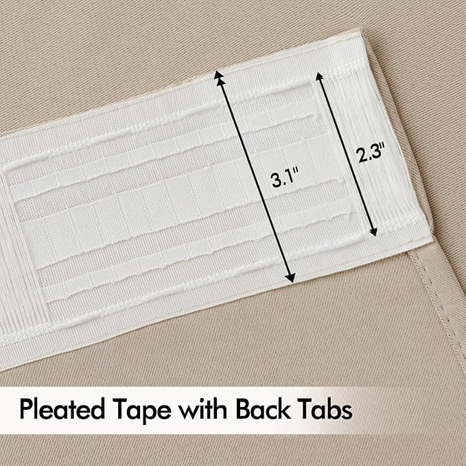 MIULEE Taupe Back Tab Blackout Curtains 90 Inches Long 2 Panels Set - Image 4