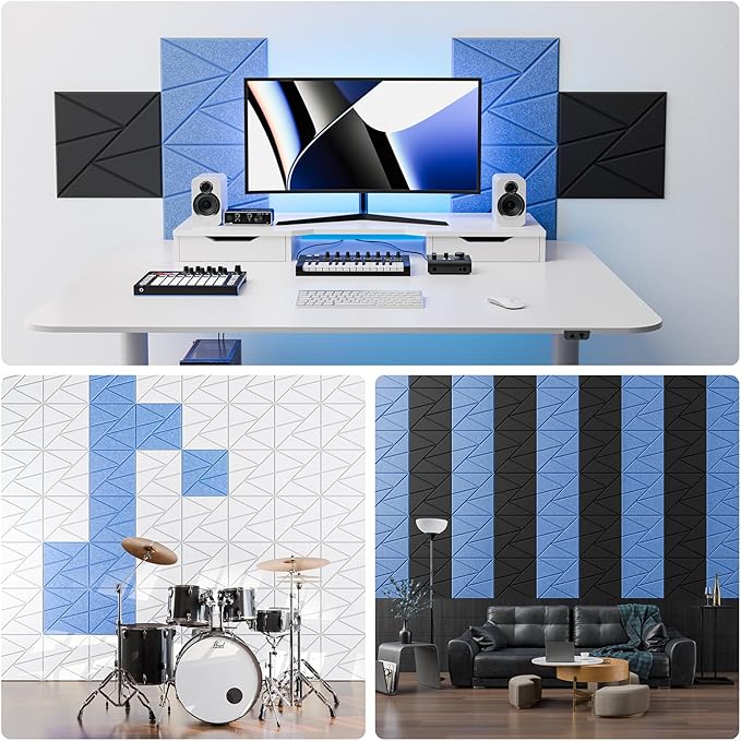 12 Pack Acoustic Panels with Self-Adhesive, Sound Panels High Density, - Image 4