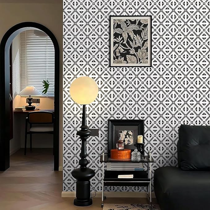 Jeweluck Black and White Peel and Stick Wallpaper Black and White Removable - Image 7