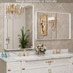 LOAAO 24x32 Inch White Metal Framed Bathroom Mirror - Image 3