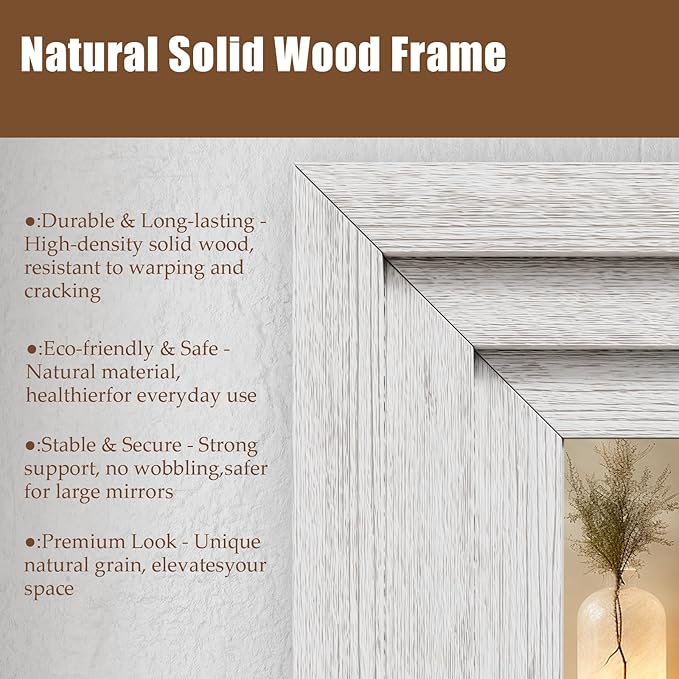 Full Length Mirror 71"x30", Large Solid Wood Frame Floor Mirror, Leaning Floor - Image 3