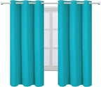 LEMOMO Teal/Turquoise Blackout Curtains/42 x 63 Inch Length Kids Curtains/Set - Image 2