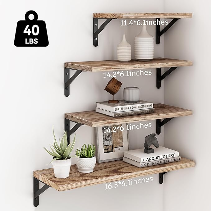 YGEOMER Floating Shelves for Wall Different Sizes Farmhouse Wall Shelf for - Image 3