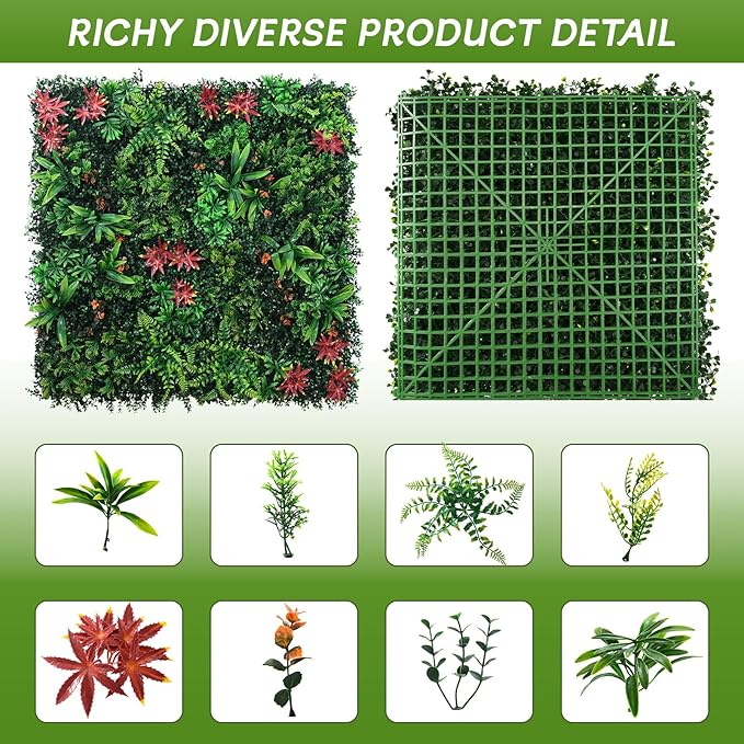 Grass Wall Panels 18 Pack 20"x20", Artificial Hedge Greenery Wall Backdrop - Image 2
