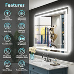 40x28 LED Bathroom Mirror with Lights, Backlit and Front Lit Anti-Fog Lighted - Image 2