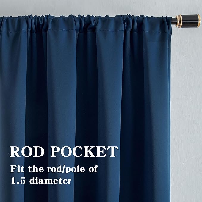 IGEMAEVE Blackout Curtains 108 Inch Length 2 Panels Set, Rod Pocket Energy - Image 2