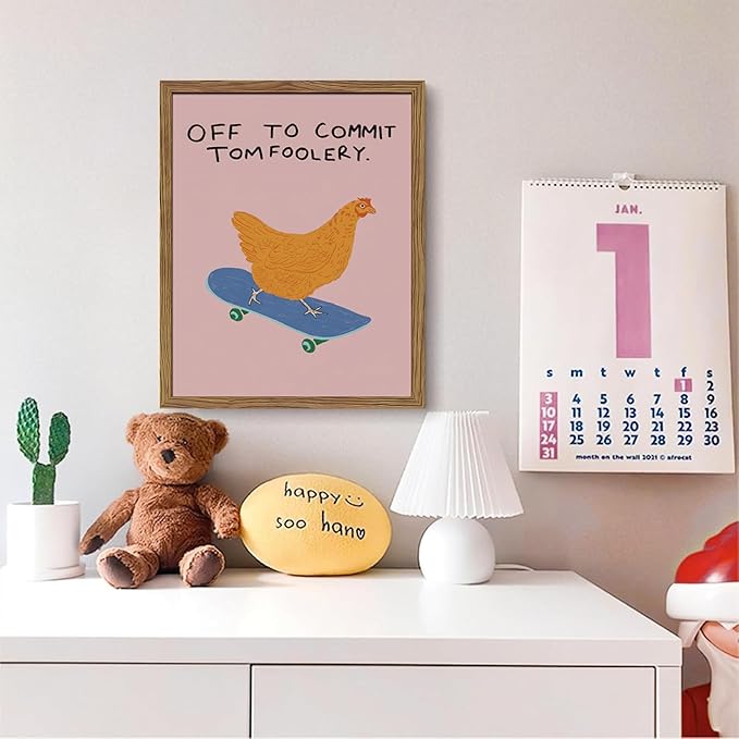 Framed Off to Commit Tomfoolery Wall Art, Vintage Fun Chicken Canvas Print - Image 6