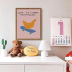 Framed Off to Commit Tomfoolery Wall Art, Vintage Fun Chicken Canvas Print - Image 8