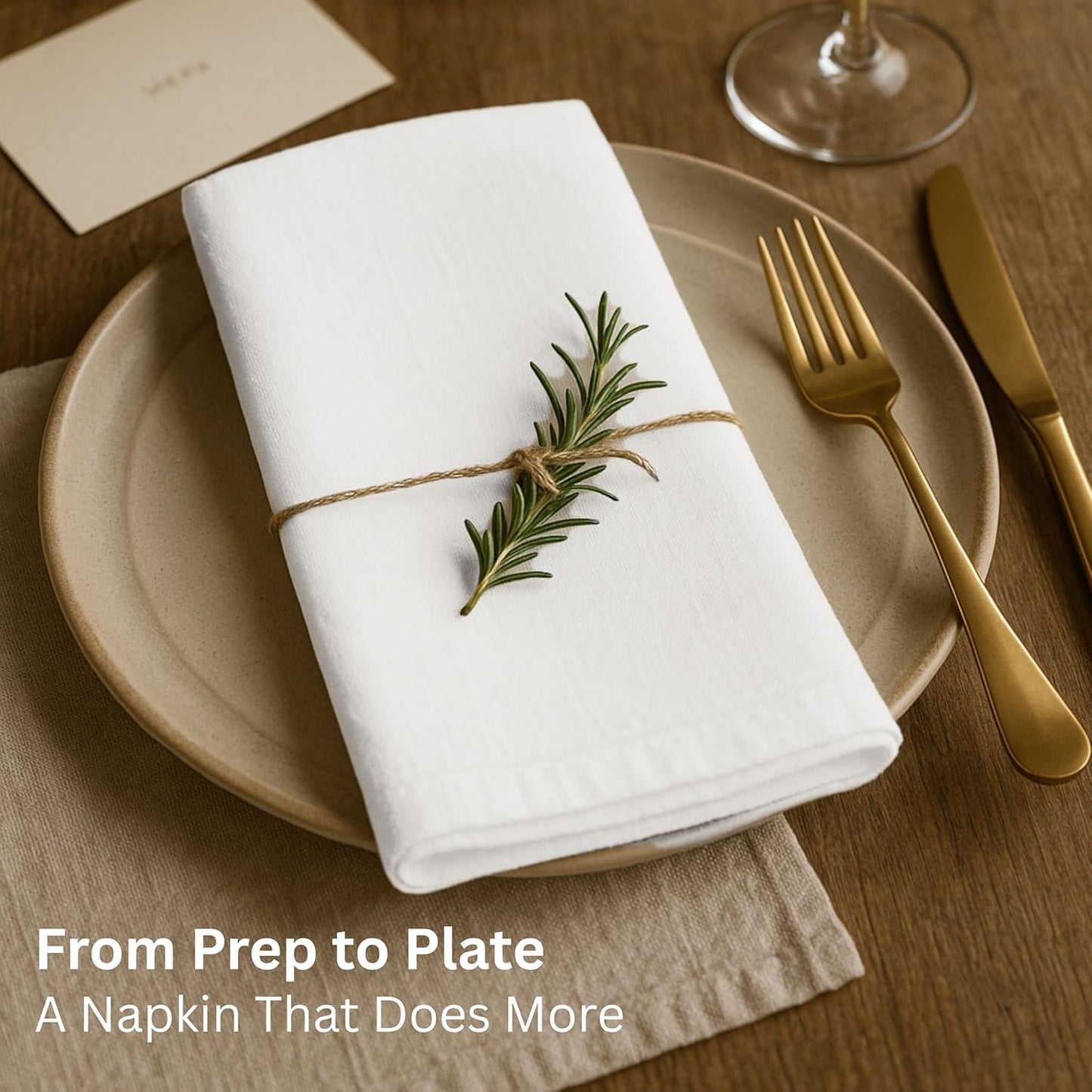 Thick Cotton Napkins – Flour Sack Napkin for Kitchen, Set of 24 (18"x18"), 100% Cotton, Highly Absorbent Hand Towels, Reusable Baking Cloths for Bread Proofing, Pastry & Tea Towels – White