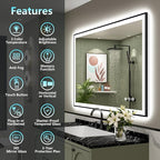 40x24 Black Framed LED Bathroom Mirror - Image 2