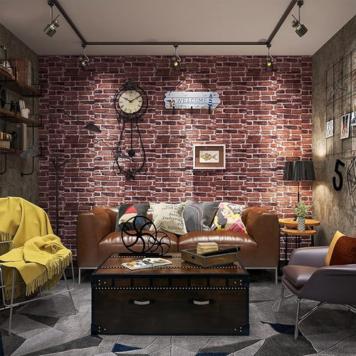 10PCS 3D Wall Panels Peel and Stick 3D Brick Wallpaper Peel and Stick Faux - Image 2